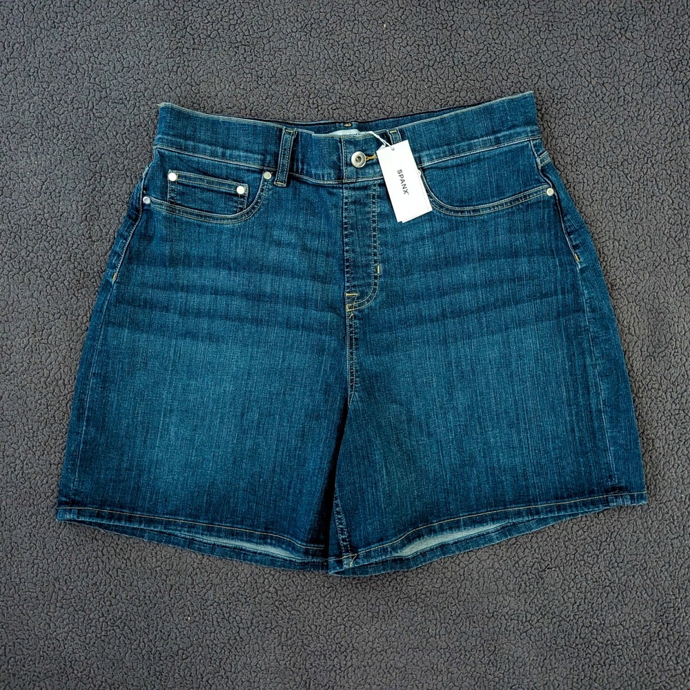 Spanx Denim Short 7 Inch Vintage Indigo Blue High Rise Pull On Womens XL- NWT